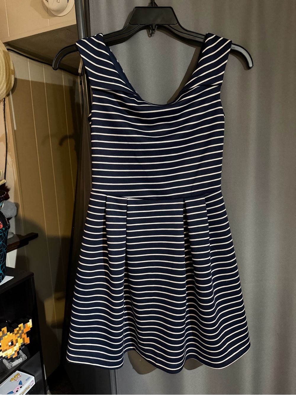 Emerald Sundae Navy and White Striped Fit & Flare Mini Dress